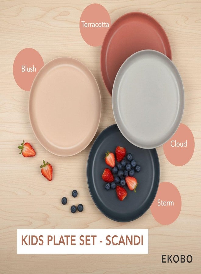 EKOBO Bamboo Kids Plates Set SCANDI – 4 Reusable 7" Bamboo Plates in Scandi Colors (Blush, Cloud, Storm, Terracotta), BPA-Free Eco Dinnerware for Kids (Ages 6+), Durable, Stackable, Dishwasher Safe - Image 5